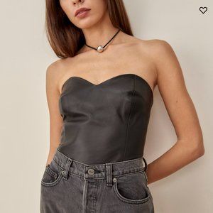 Reformation Veda Rockaway Leather Top